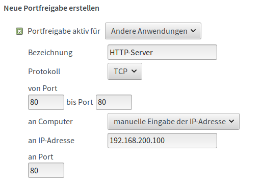 Port-Weiterleitung Fritzbox